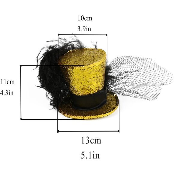Mini Top Hat Headband Fascinator - Gold main image 4